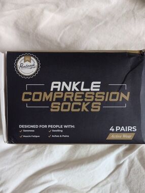 Ankle Compression Socks - Black & Gold (4 Pairs)
